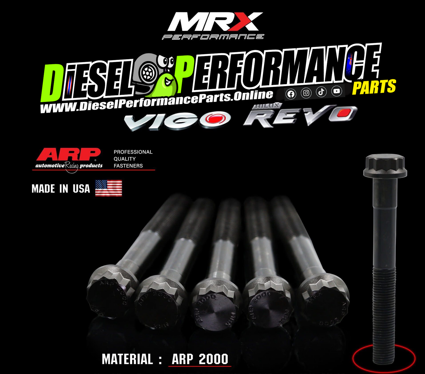 4JJ1/1KD/1GD Upgrade Main Caps Bolt Kit ( ARP2000/MRX ) - Higher Clamping Pressure