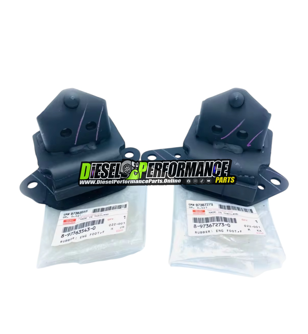4JJ1 / 4JK1 Genuine Engine Mount Rubber LH & RH set 2005-2011 Dmax / Mu7 / Rodeo / Colorado - RH/PN: 8973635430 - LH/PN: 8973672730