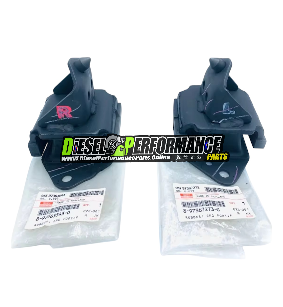 4JJ1 / 4JK1 Genuine Engine Mount Rubber LH & RH set 2005-2011 Dmax / Mu7 / Rodeo / Colorado - RH/PN: 8973635430 - LH/PN: 8973672730