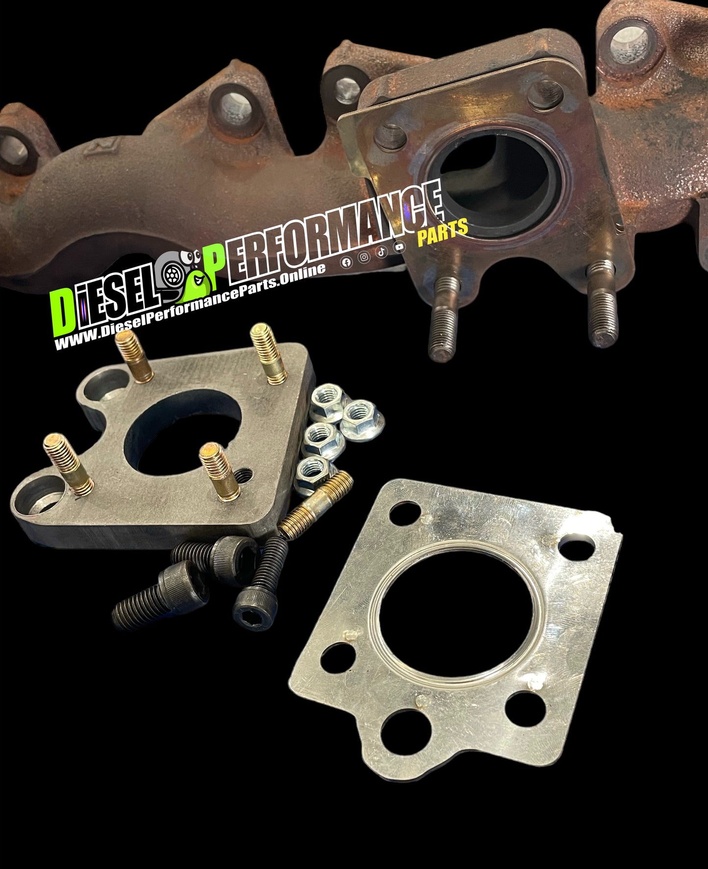 4JJ1/4JJ3 DPF Model Adapter Plate Kit, To Run F-Series Turbo’s on Stock Manifold